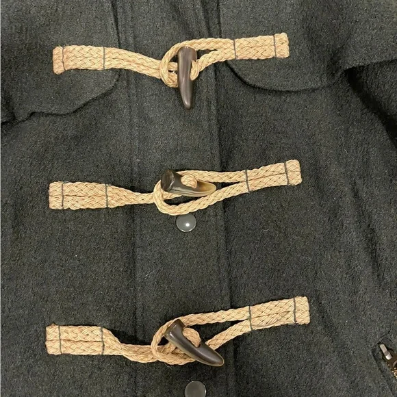 Free People Military Green Wool Mix Duffel Coat With Hood - Size Medium - Picture 3 of 3